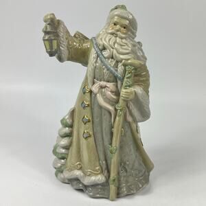Vintage Christmas Delights Porcelain Santa Table Piece With Gold Trim 10.5” Tall